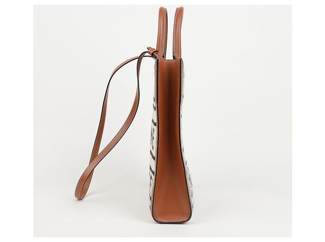Cabas Céline Borsa Tote Small Vertical All Over Textile in vitello Tan - vista 4