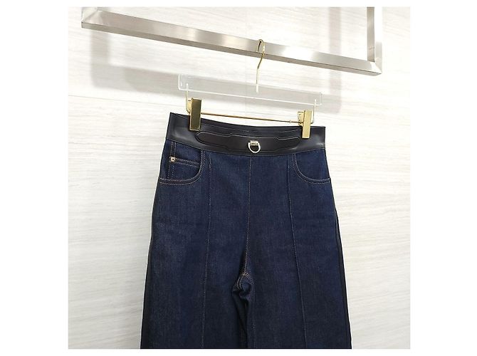 Hermès Denimhose mit Lammleder-Details - Ansicht 11