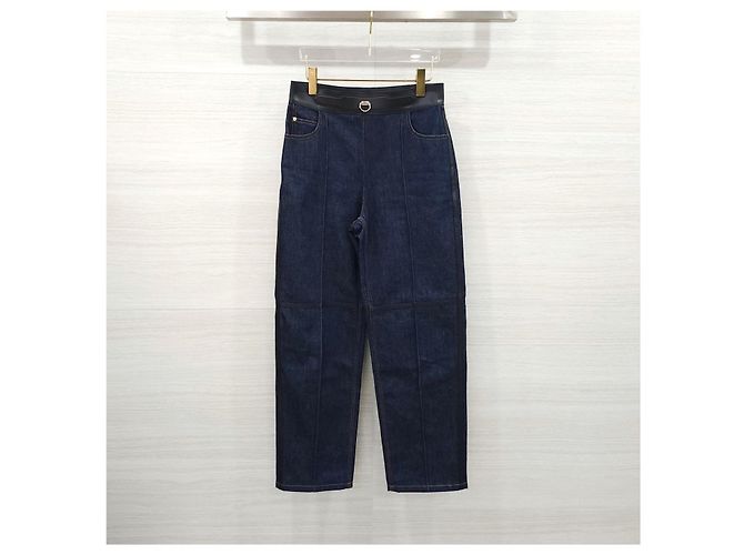 Hermès Denimhose mit Lammleder-Details - Ansicht 9