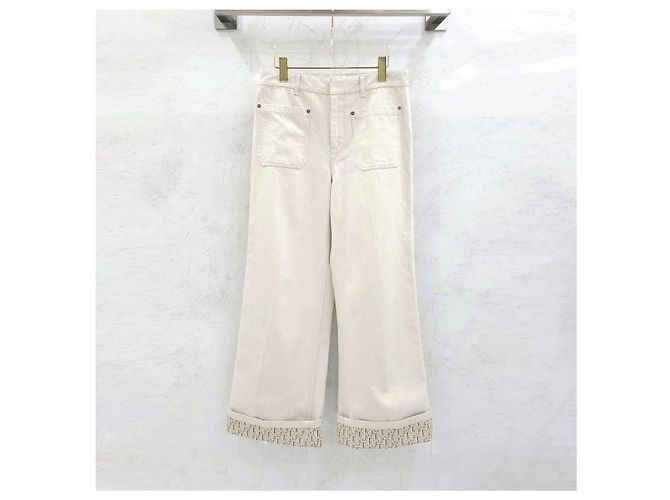 Dior Vaqueros Oblique Flare Ecru Cotton Denim - vista 11