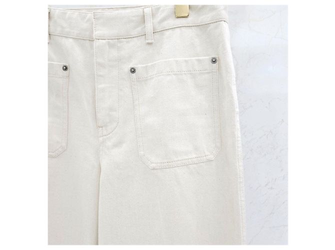 Dior Vaqueros Oblique Flare Ecru Cotton Denim - vista 13