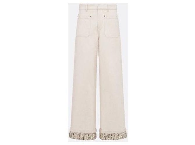Dior Vaqueros Oblique Flare Ecru Cotton Denim - vista 9