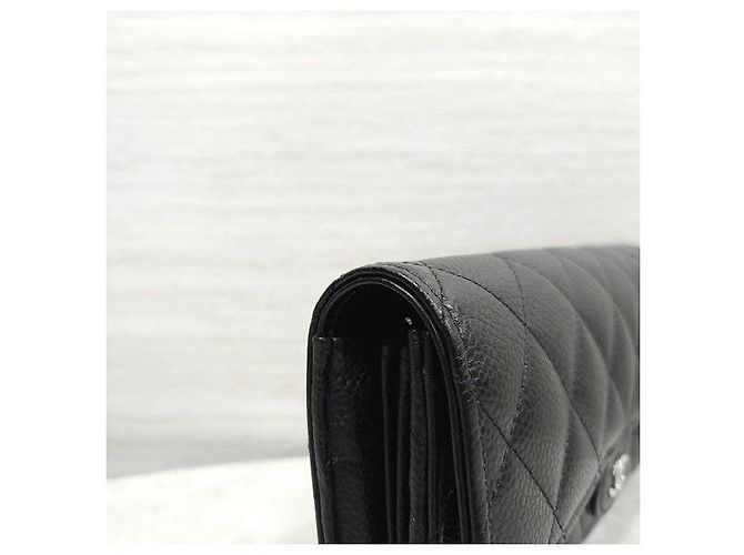 Chanel Cartera larga Classic Flap Snap Caviar Black Silver Tone - vista 4