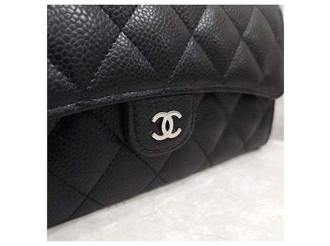 Chanel Cartera larga Classic Flap Snap Caviar Black Silver Tone - vista 5