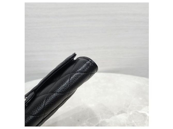 Chanel Cartera larga Classic Flap Snap Caviar Black Silver Tone - vista 8