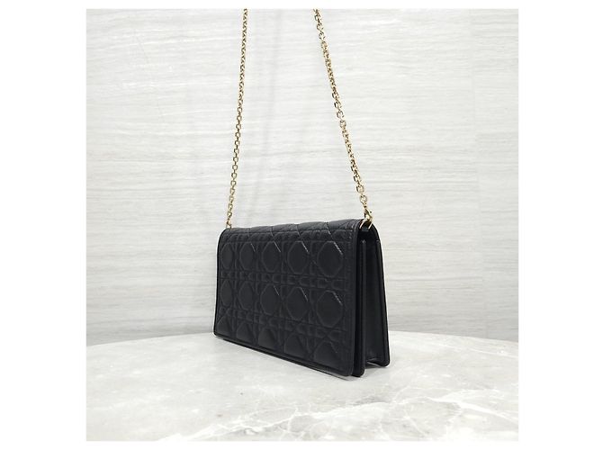 Pochette Lady Dior con catena in pelle d'agnello nera - vista 11