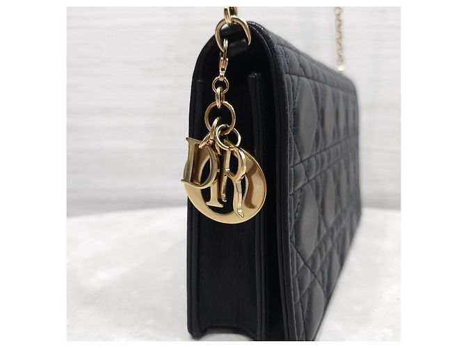 Pochette Lady Dior con catena in pelle d'agnello nera - vista 13