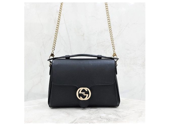 Gucci Bolsa de Ombro de Couro com Corrente e Alça de Mão Entrelaçada - vista 9