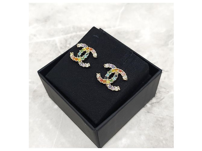 Chanel Orecchini con logo CC in cristallo arcobaleno - vista 13