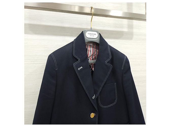 Thom Browne Chaqueta corta con parches de lona de algodón - vista 10