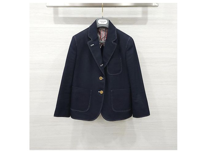 Thom Browne Chaqueta corta con parches de lona de algodón - vista 8
