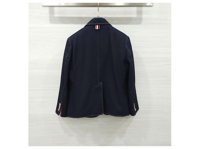 Thom Browne Chaqueta corta con parches de lona de algodón - vista 9