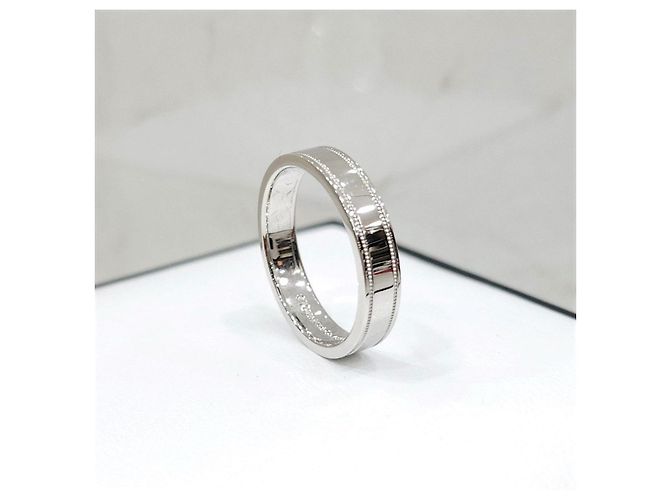 Tiffany & Co Doppel-Milgrain-Bandring Platin Größe - Ansicht 10