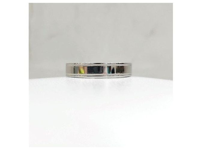 Tiffany & Co Doppel-Milgrain-Bandring Platin Größe - Ansicht 2