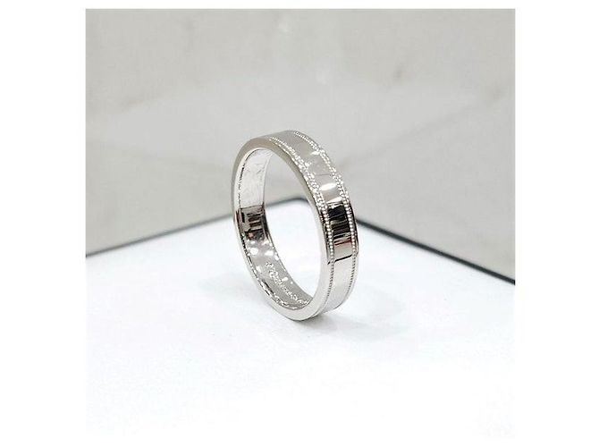 Tiffany & Co Doppel-Milgrain-Bandring Platin Größe - Ansicht 4