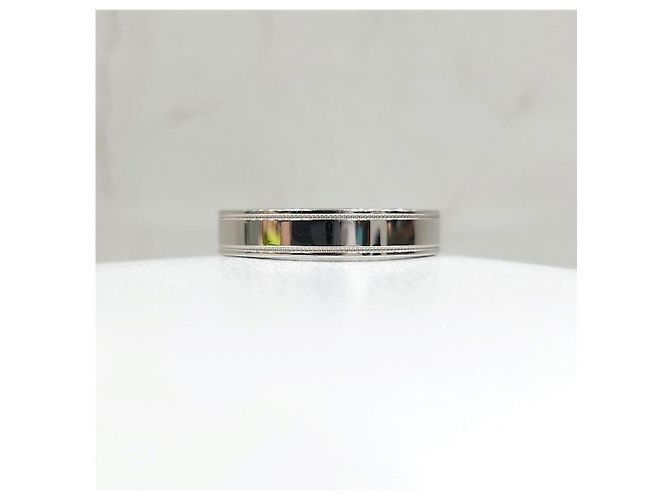 Tiffany & Co Doppel-Milgrain-Bandring Platin Größe - Ansicht 7