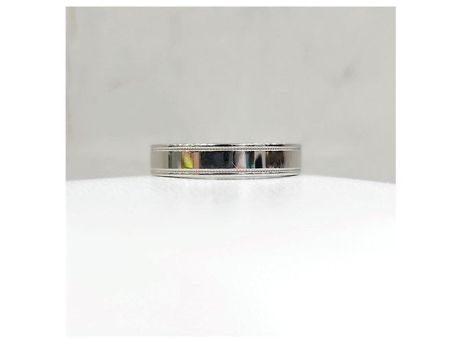 Tiffany & Co Doppel-Milgrain-Bandring Platin Größe - Ansicht 8