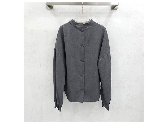 Dior Back Button Wool Mock Neck Shirt - view 8