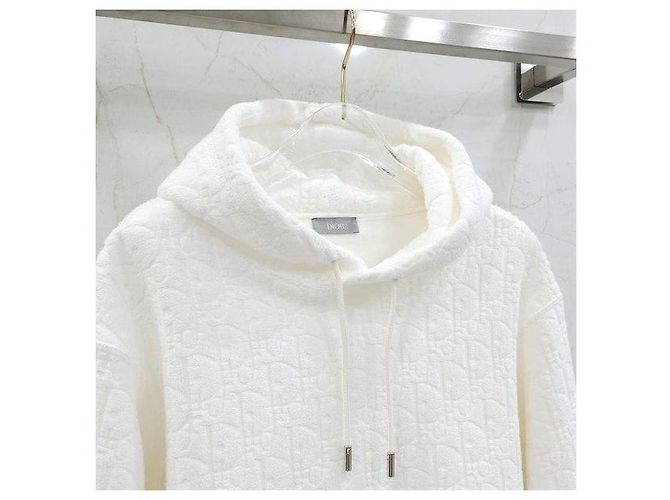 Dior White Oblique Terry Cotton Hoodie Sweatshirt - Ansicht 3