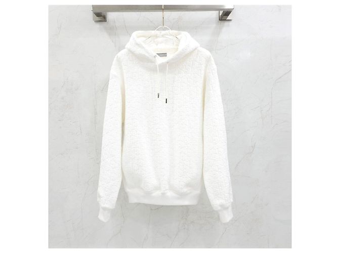 Dior White Oblique Terry Cotton Hoodie Sweatshirt - Ansicht 8