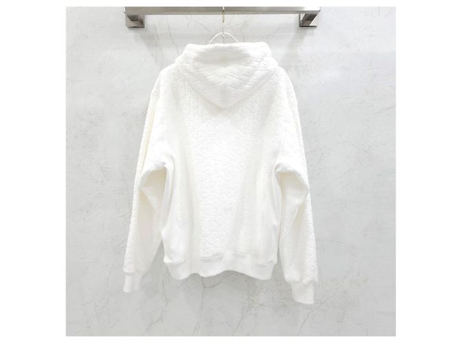 Dior White Oblique Terry Cotton Hoodie Sweatshirt - Ansicht 9