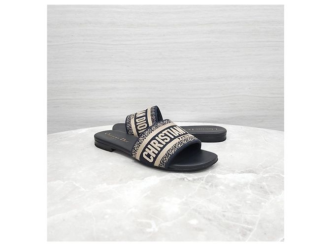 Dior Mules Dway in cotone ricamato Deep Blue - vista 10