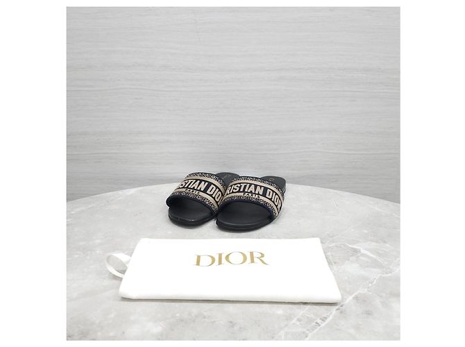 Dior Mules Dway in cotone ricamato Deep Blue - vista 14