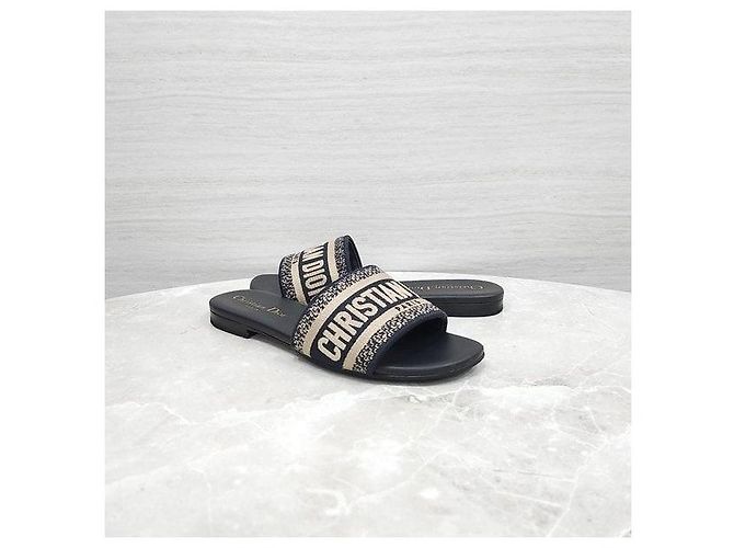 Dior Mules Dway in cotone ricamato Deep Blue - vista 3