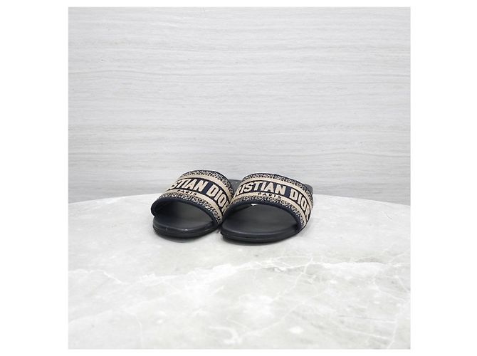 Dior Mules Dway in cotone ricamato Deep Blue - vista 8