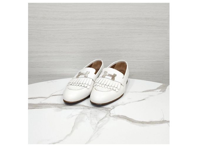 Hermès Mocassini Royal Calfskin Blanc Silver - vista 8