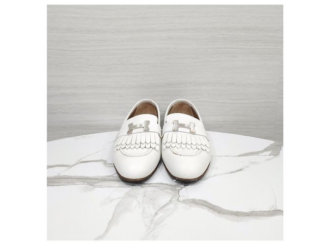 Hermès Mocassini Royal Calfskin Blanc Silver - vista 9
