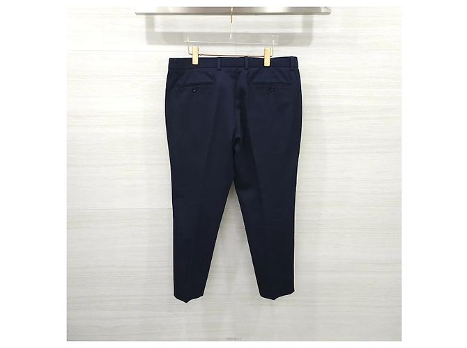 Gucci Pantaloni in twill di cotone blu navy con strisce laterali web - vista 2