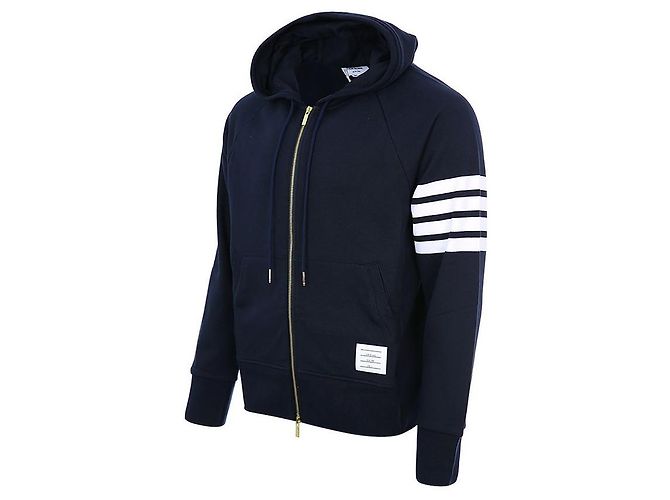 Thom Browne Klassischer Oversized Zip-up Hoodie mit Diagonalstreifen - Ansicht 3