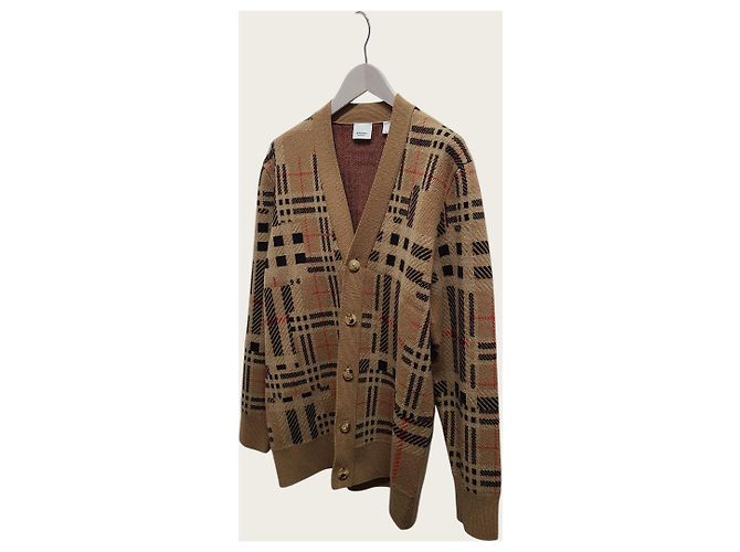 Burberry Camel Archive Oversized Kaschmir-Cardigan mit Jacquard-Karo - Ansicht 2