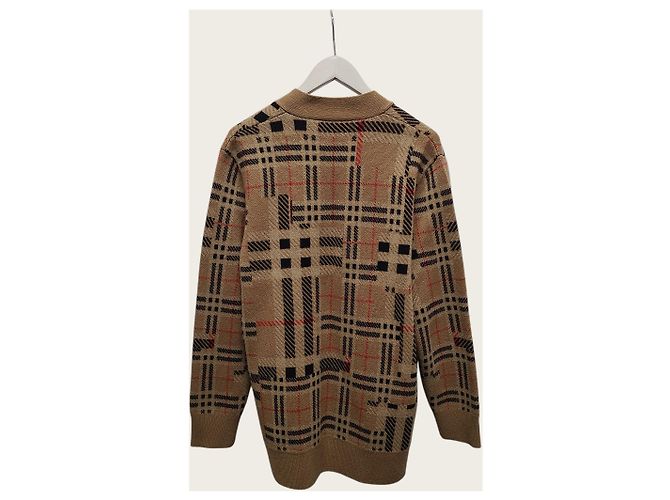 Burberry Camel Archive Oversized Kaschmir-Cardigan mit Jacquard-Karo - Ansicht 4