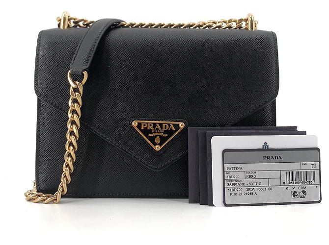 Prada Borsa a tracolla a busta con catena in Saffiano - vista 8