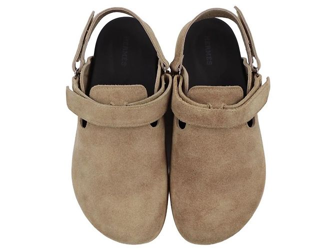 Mule Hermès Noon in scamosciato beige - vista 11