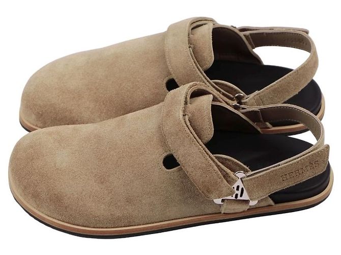 Mule Hermès Noon in scamosciato beige - vista 13