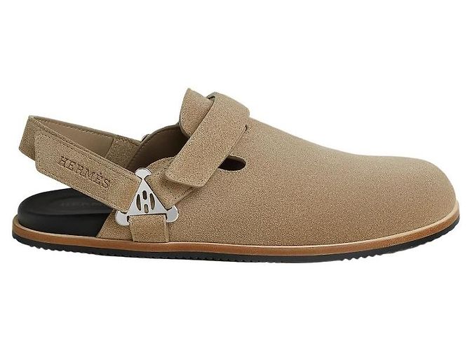 Mule Hermès Noon in scamosciato beige - vista 5