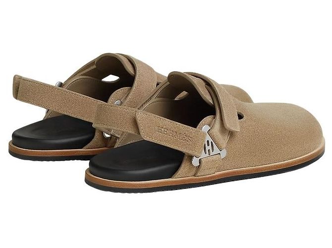 Mule Hermès Noon in scamosciato beige - vista 6