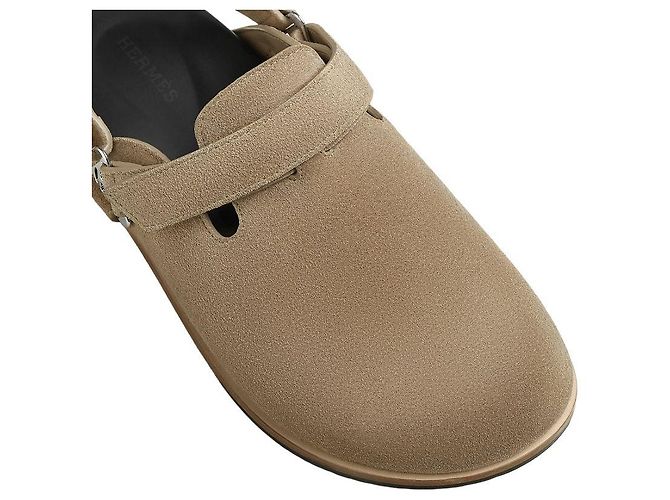 Mule Hermès Noon in scamosciato beige - vista 7