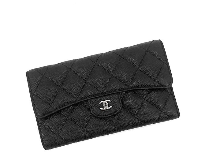 Chanel Classic Caviar Klappgeldbörse mit silbernem Logo - Ansicht 8