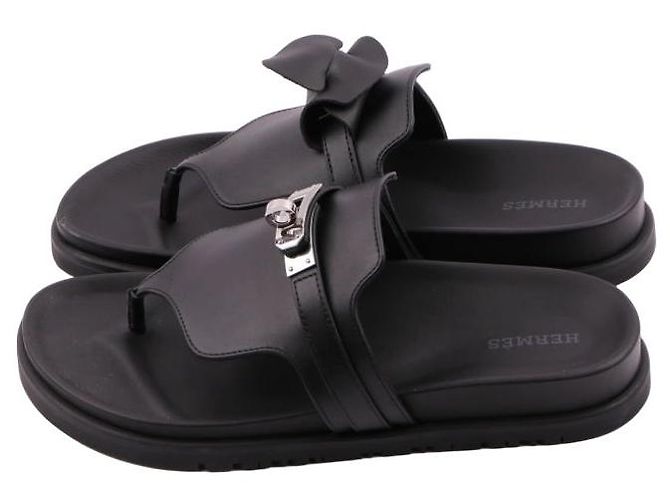 Sandali Hermès Empire in pelle nera - vista 11