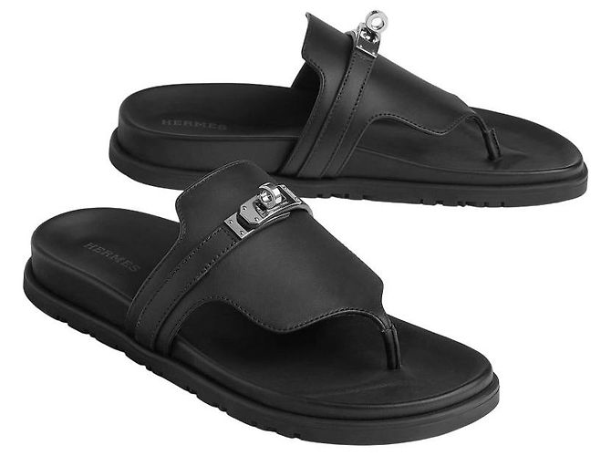 Sandali Hermès Empire in pelle nera - vista 3