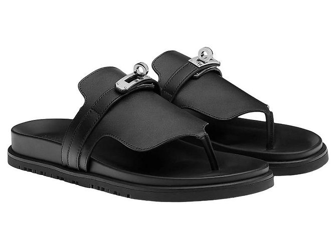 Sandali Hermès Empire in pelle nera - vista 5