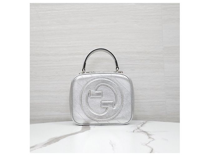 Gucci Borsa Blondie Mini Top Handle Argento Metallizzato - vista 10