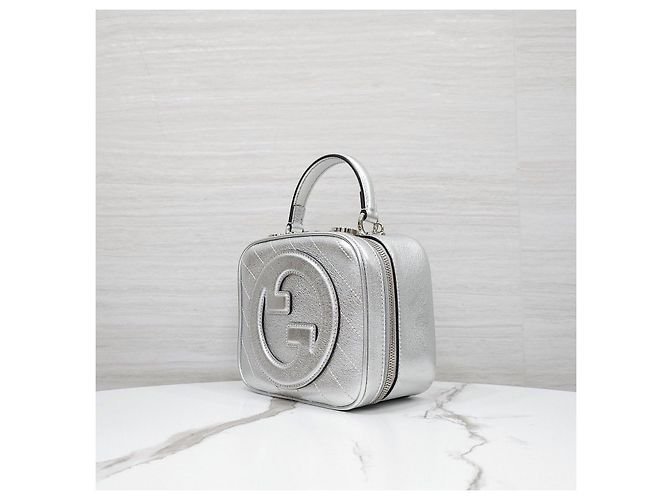 Gucci Borsa Blondie Mini Top Handle Argento Metallizzato - vista 11