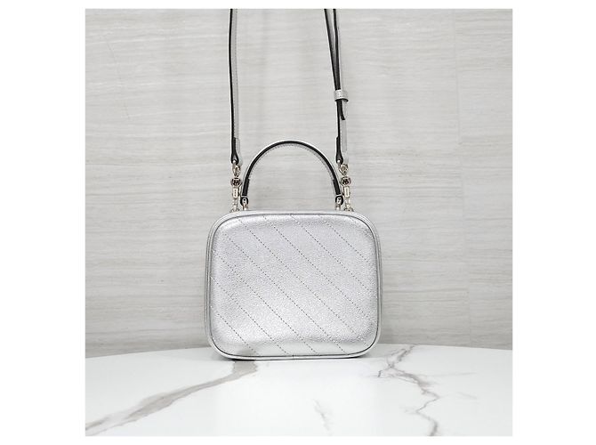 Gucci Borsa Blondie Mini Top Handle Argento Metallizzato - vista 12
