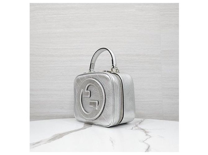 Gucci Borsa Blondie Mini Top Handle Argento Metallizzato - vista 2