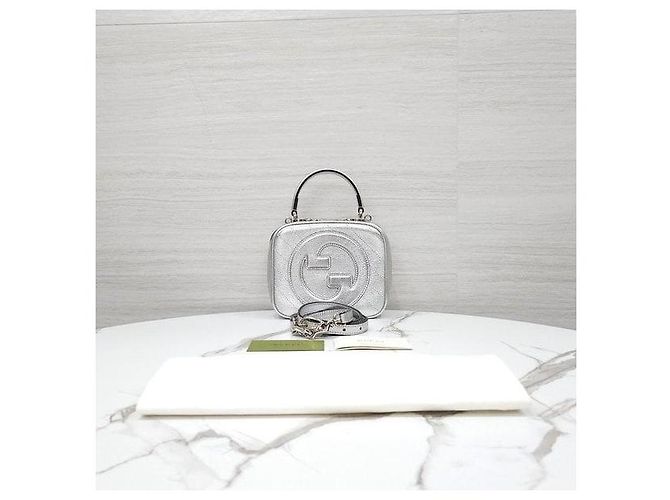 Gucci Borsa Blondie Mini Top Handle Argento Metallizzato - vista 9